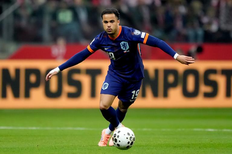WARSCHAU, POLAND - NOVEMBER 14: Justin Kluivert of Holland during the World Cup Qualifier match between Poland v Holland at the National Stadium Warschau on November 14, 2025 in Warschau Poland (Photo by Roy Lazet/Soccrates/Getty Images)